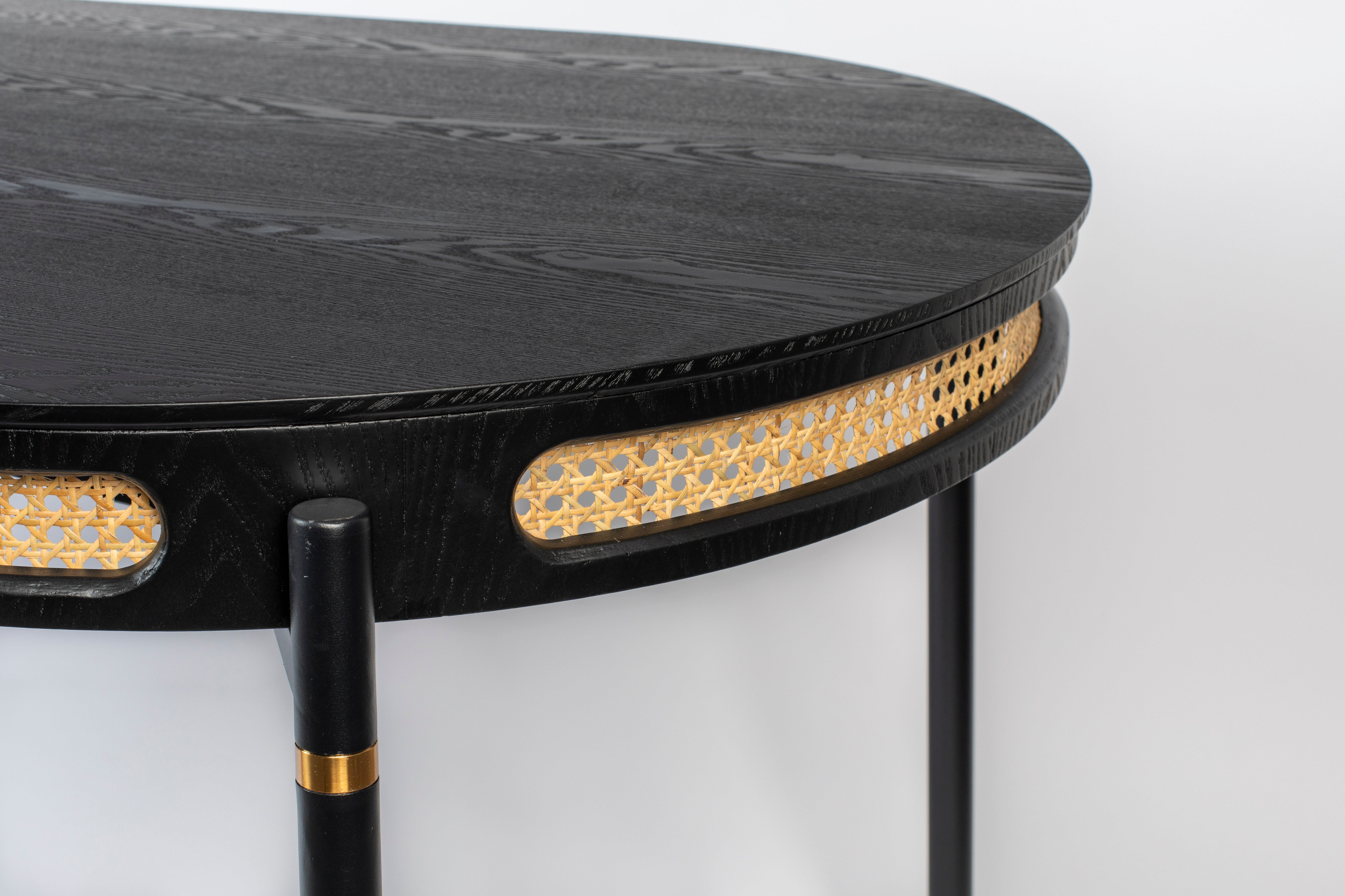 Bold Monkey Don't Stop The Webbing Black Wood & Rattan Dining Table 180cm